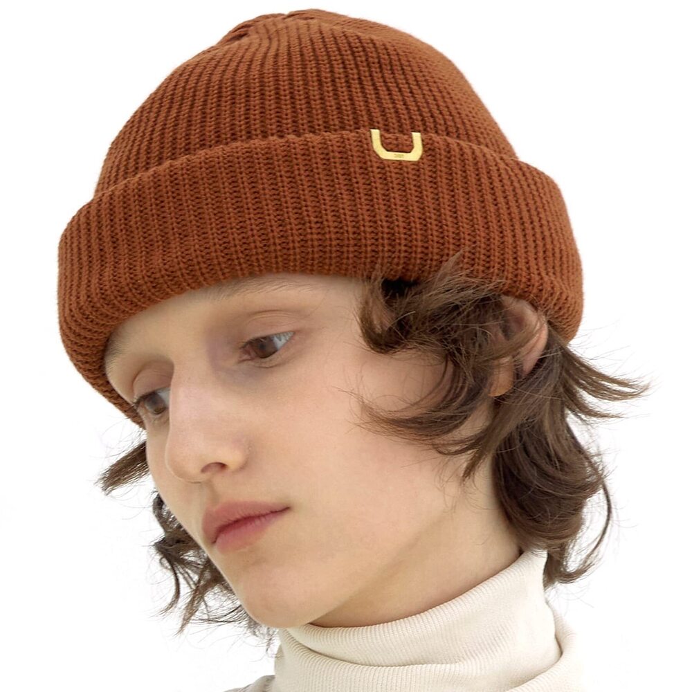 9871 Gold Brass Label Unisex Fall Winter Short Thick Cuffed Rollup Warm